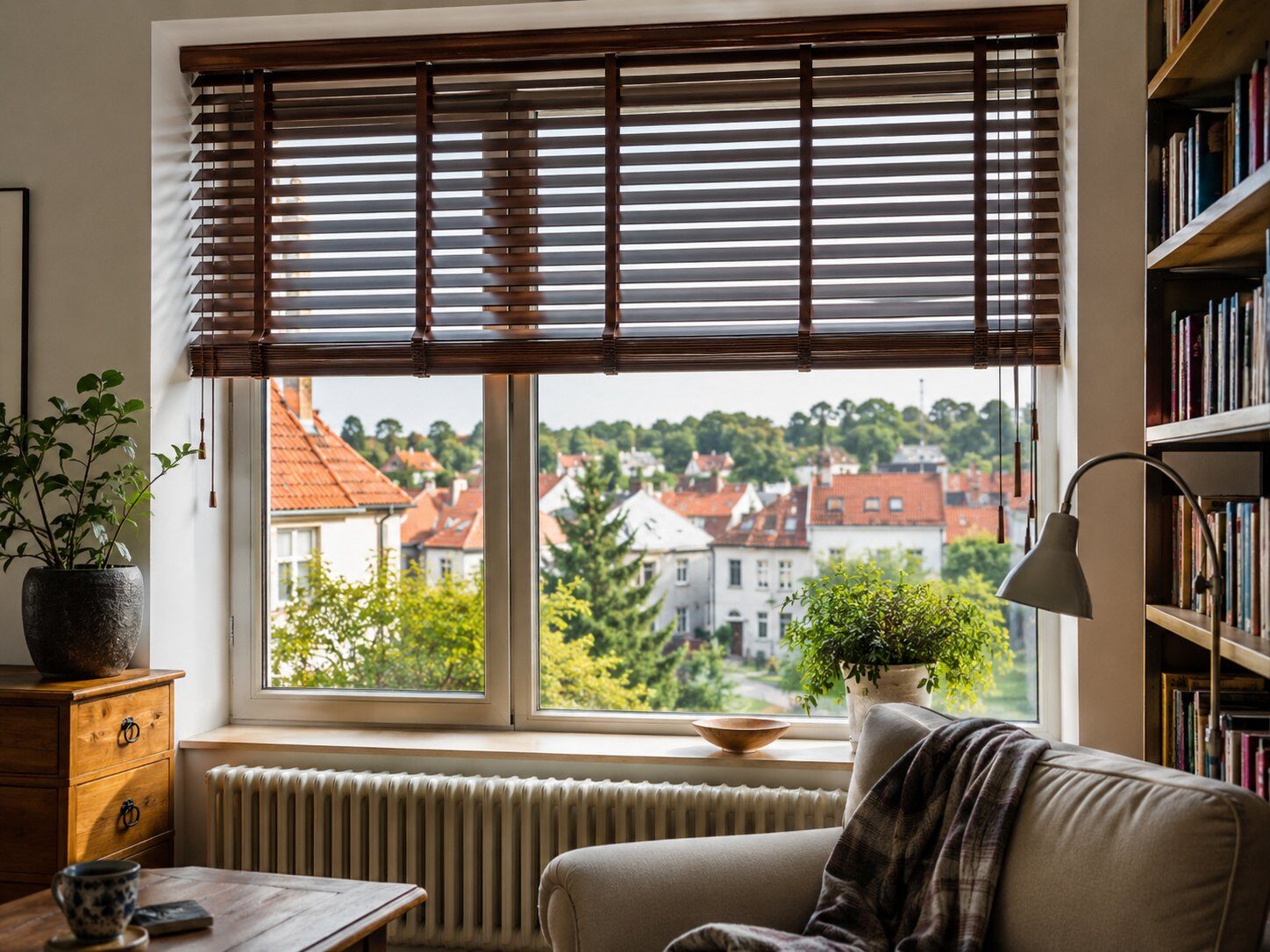 Dřevěné žaluzie po montáži nebo při kontrole